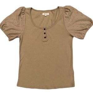 Madewell Top With Puff Sleeve Size M
